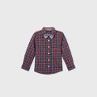 Oshkosh B'gosh Toddler Boys' Plaid Woven Long Sleeve Button-down Shirt And Bow Tie Set - Navy/red