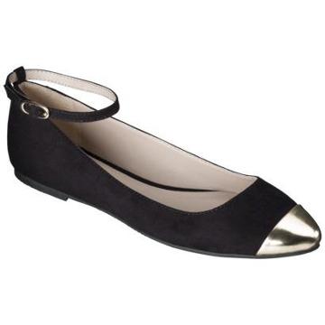 Women's Mossimo Nella Ankle Strap Cap Toe Flat - Black