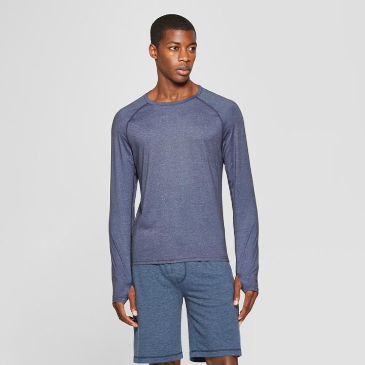 Men's Running Striped Long Sleeve T-shirt - C9 Champion Cavern Blue Heather
