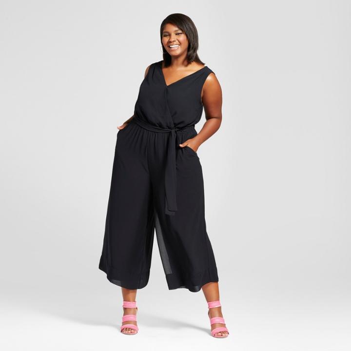 Women's Plus Size Wide Leg Jumpsuit - Ava & Viv Black X