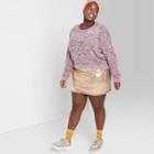 Women's Plus Size Long Sleeve Crewneck Tinsel Sweater - Wild Fable Pink 1x, Women's,