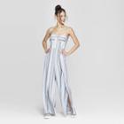 Women's Striped Strappy Bra Cup Jumpsuit - Xhilaration Cream