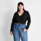Women's Plus Size Long Sleeve Open Back T-shirt - Future Collective With Kahlana Barfield Brown Black