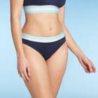 Women's Colorblock Banded Medium Coverage Hipster Bikini Bottom - Kona Sol Navy