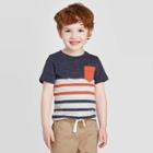 Toddler Boys' Stripe T-shirt - Cat & Jack Navy/orange 12m, Toddler Boy's,