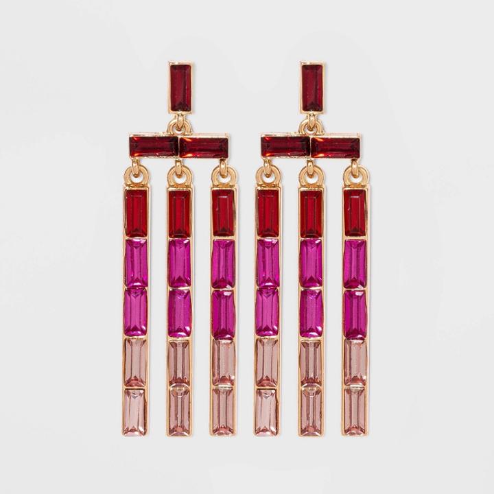 Baguette Stone Waterfall Drop Earrings - A New Day Red