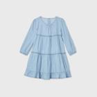 Oshkosh B'gosh Toddler Girls' Long Sleeve Tiered Chambray Dress - Blue