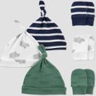 Carter's Just One You Baby Boys' 6pk Hat And Mitten Set - Green/off-white/navy