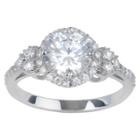 Journee Collection 3/4 Ct. T.w. Round-cut Cz Basket Set Halo Engagement Ring In Sterling Silver - Silver,