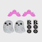 No Brand Bat Boo And Ghost Multi Earring Set - 3pc, Black/black/pink