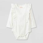 Baby Girls' Ruffle Long Sleeve Bodysuit - Cat & Jack Cream Newborn, Ivory