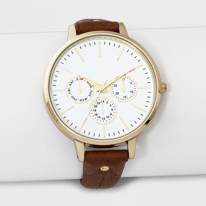 Women's Stamped Strap Watch - A New Day Brown,