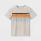 Boys' Chest Striped Short Sleeve T-shirt - Cat & Jack Cream