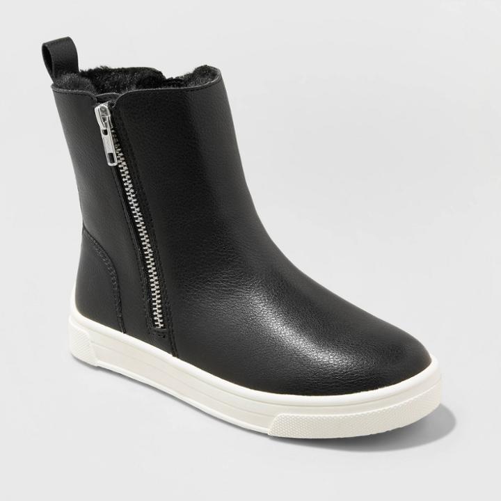 Girls' Nikita Slip-on Zipper Booties - Cat & Jack Black