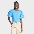 Women's Puff Short Sleeve T-shirt - A New Day Blue