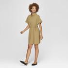 Women's Short Sleeve Collared Tunic Dress - Prologue Olive (green)