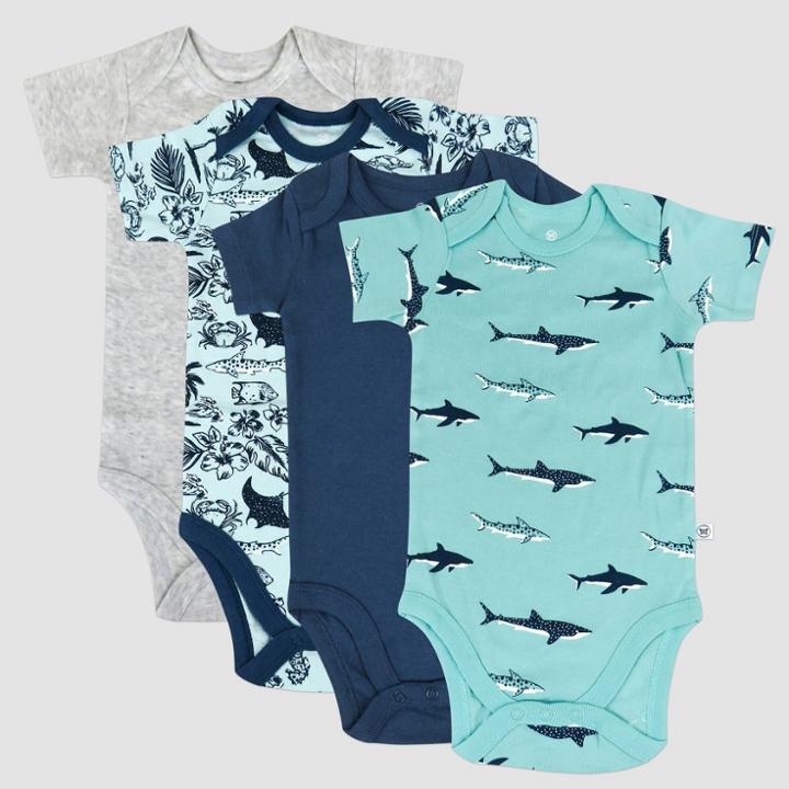 Honest Baby 4pk Organic Cotton Short Sleeve Bodysuit