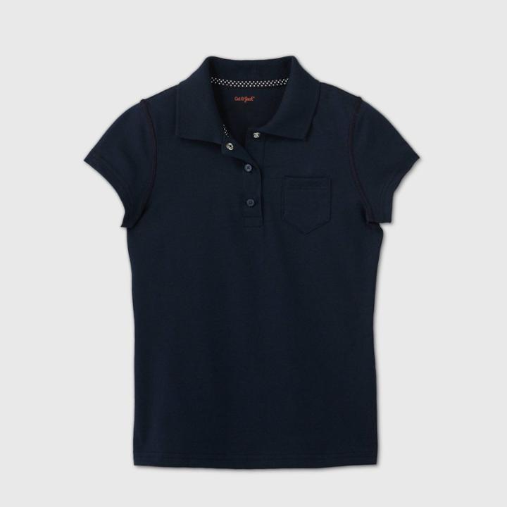 Girls' Adaptive Short Sleeve Polo Shirt - Cat & Jack Navy