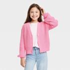 Girls' V-neck Short Button Cardigan - Cat & Jack Bright Pink
