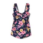 Maternity Floral Print Peephole Tankini Top - Isabel Maternity By Ingrid & Isabel Navy