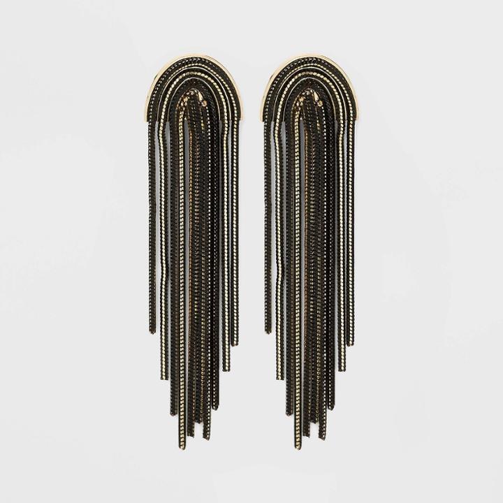 Sugarfix By Baublebar Chain Fringe Statement Earrings - Black