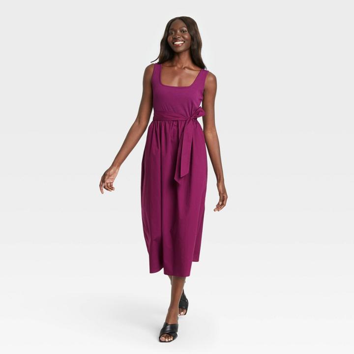 Women's Sleeveless Knit Woven Dress - Who What Wear Plum