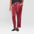 Women's Plus Size Straight Leg Velvet Pants - Ava & Viv Burgundy (red)