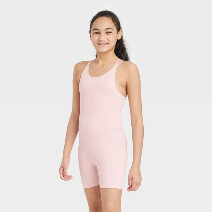 Girls' Seamless Bike Leotard - All In Motion Pink