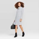Women's Easy Fit Elbow Sleeve Turtleneck Knit Dress - A New Day Heather Gray