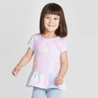 Petitetoddler Girls' Short Sleeve Tie-dye Peplum T-shirt - Cat & Jack Purple 12m, Toddler Girl's