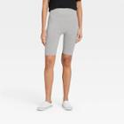 Women's High-waist Cotton Blend Seamless 7 Inseam Bike Shorts - A New Day Heather Gray