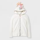 Girls' Adaptive Unicorn Zip-up Hoodie - Cat & Jack Cream