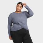 Women's Plus Size Long Sleeve Twist Front T-shirt - All In Motion Dark Gray 1x, Women's,