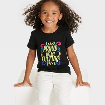 No Brand Latino Heritage Month Toddler Gender Inclusive Proud Of My Culture Short Sleeve Round Neck T-shirt - Black