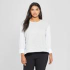 Women's Plus Size Striped Long Sleeve Woven Back Sweatshirt - Who What Wear Blue/white