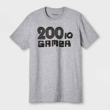 Avalon Apparel Men's Short Sleeve 200 Iq Gamer Crew Graphic T-shirt - Heather Gray