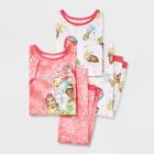 Toddler Girls' 4pc Disney Princess Snug Fit Top And Pants Pajama