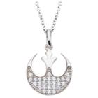 Women's Star Wars Rebel Alliance Symbol 925 Sterling Silver Pendant With Chain And Clear Cz