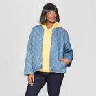 Women's Plus Size Long Sleeve Quilted Denim Jacket - Universal Thread Medium Wash