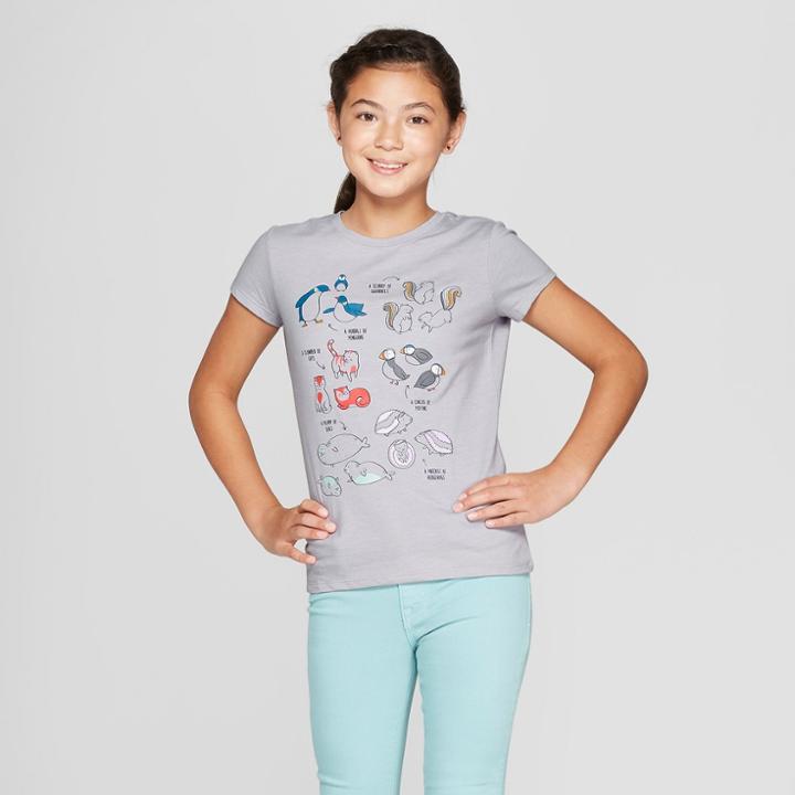 Girls' Short Sleeve Animals Graphic T-shirt - Cat & Jack Gray
