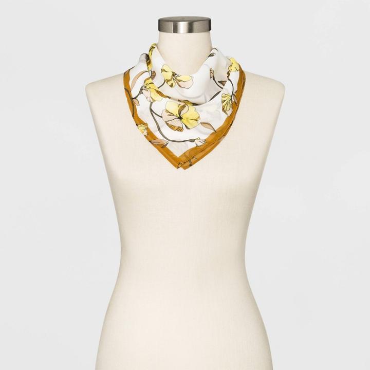 Women's Woven Print Mini Neckerchief - A New Day One Size, Ivory