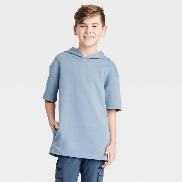 Boys' Sport Short Sleeve Hooded Sweatshirt - Art Class Blue