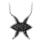 Distributed By Target Women's Accent Round-cut Black Diamond Pave Set Pisces Zodiac Pendant - White