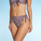 Juniors' Metallic High Leg High Waist Bikini Bottom - Xhilaration Mauve Animal Print, Pink/grey