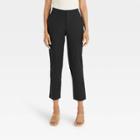 Women's Mid-rise Slim Straight Fit Side Split Trousers - A New Day Black