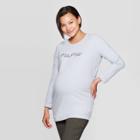 Maternity Long Sleeve Embroidered Mama Sweatshirt - Isabel Maternity By Ingrid & Isabel Glowing Blue
