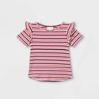 Toddler Girls' Striped Rib Short Sleeve T-shirt - Cat & Jack Pink