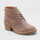 Women's Lucia Microsuede Lace-up Heeled Ankle Booties - Universal Thread Taupe (brown)