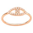 Journee Collection 1/5 Ct. T.w. Round-cut Cubic Zirconia Evil Eye Pave Set Ring In Sterling Silver - Rose Gold, 5, Girl's, Pink