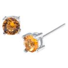 Target Silver Plated Brass Yellow Stud Earrings With Crystals From Swarovski (4mm), Girl's,